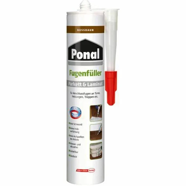 Ponal Holzleim Fugenfüller Parkett & Laminat 280ml, Ohne Lösungsmittel, Nussbaum 1