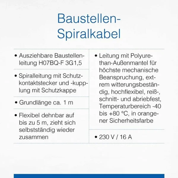 AS SCHWABE As-Schwabe Strom-Verlängerungskabel Orange 70413, 1 – 5 M, Schutzkontakt, BQ Spiralkabel, Außen IP44 4