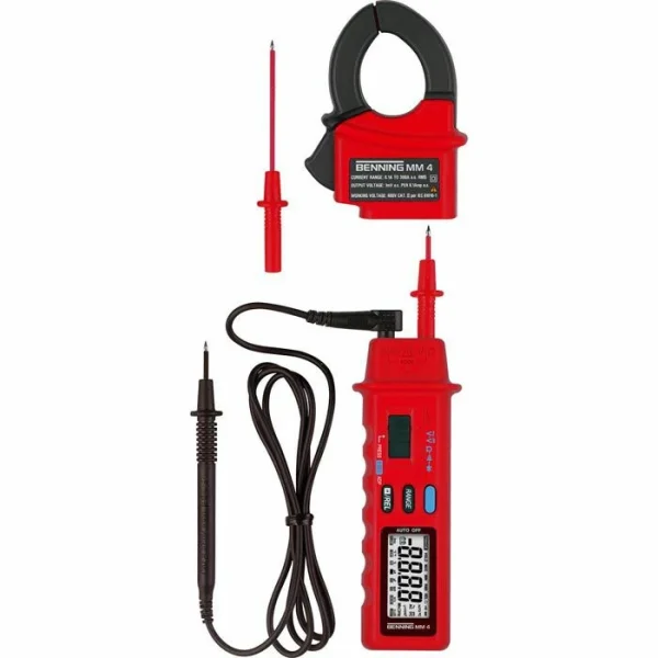 Benning Multimeter MM 4 RMS Digital, CAT III 300V, Auto Range, Mit Stromzangenaufsatz 1