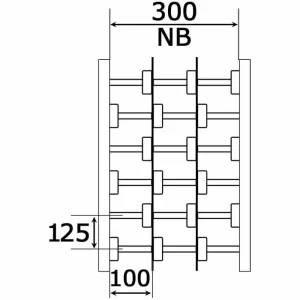 GURA Röllchenbahn Serie 21200, Breite 300mm, Teilung 125mm, KU-Röllchen, Gerade, Länge 2m 9