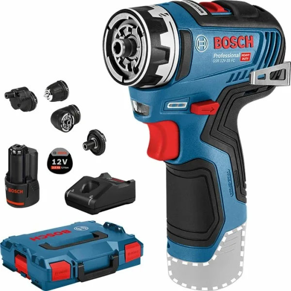 Bosch Professional GSR 12V-35 FC Akku-Bohrschrauber 12V / 3,0Ah, Mit 2 Akkus, L-BOXX Und 4 Aufsätzen 1