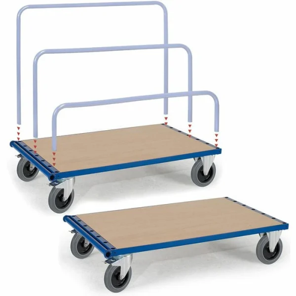 Rollcart Plattenwagen 11-1282, Gummireifen, Ohne Rohrbügel, 1200 X 800mm, Tragkraft 600kg 1