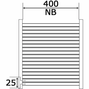 GURA Rollenbahn Serie 22210, Breite 400mm, Teilung 25mm, Stahlrollen, Gerade, Länge 2m 6