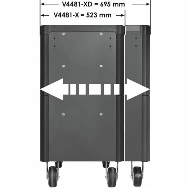 Vigor Werkzeugwagen Series XD, V4481-XD/775, 775-teilig, Schwarz / Grau, 8 Schubladen 9