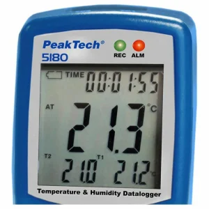 PeakTech Datenlogger P 5180, Temperatur, Feuchte, 2 X Temperaturfühler, Display 7