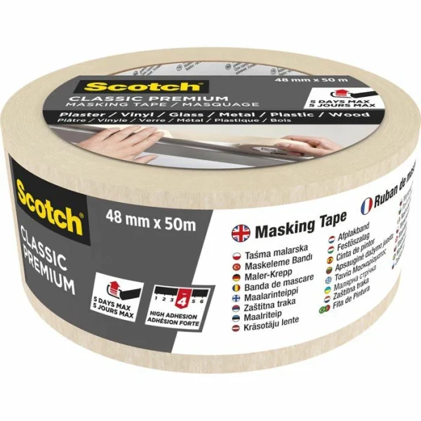 Scotch Kreppband Premium Classic, Innen, 48mm X 50m 6