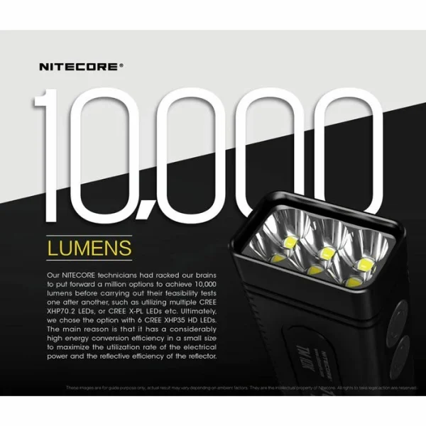 Nitecore Taschenlampe TM10K Tiny Monster LED, 10000 Lumen, Mit Akku, Cree, OLED, Wasserdicht 5