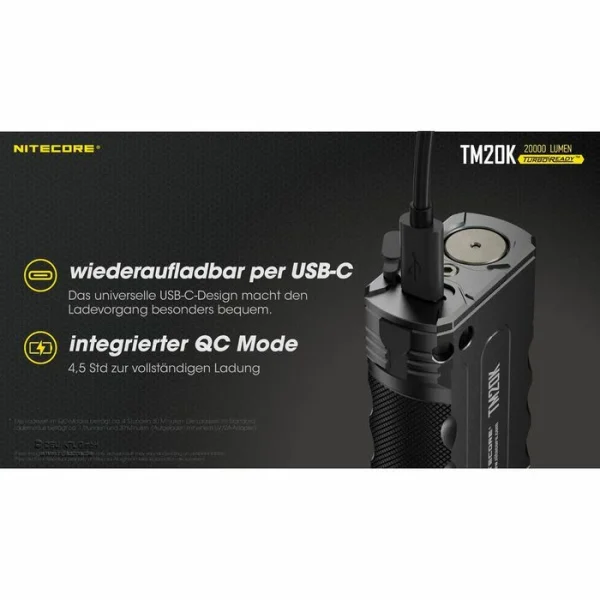 Nitecore Taschenlampe TM20K Tiny Monster LED, 20000 Lumen, Mit Akku, Cree, Wasserdicht 7