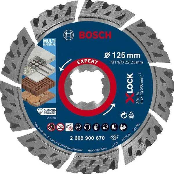 Bosch Trennscheibe Expert MultiMaterial, X-Lock, 125 X 2,4mm, Diamanttrennscheibe 1