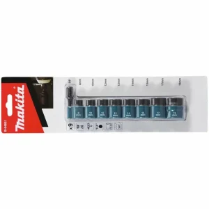 Makita Steckschlüssel B-54651, 9-teilig, 8-18mm Schlüsselweite – 33mm Länge, 3/8Zoll 6