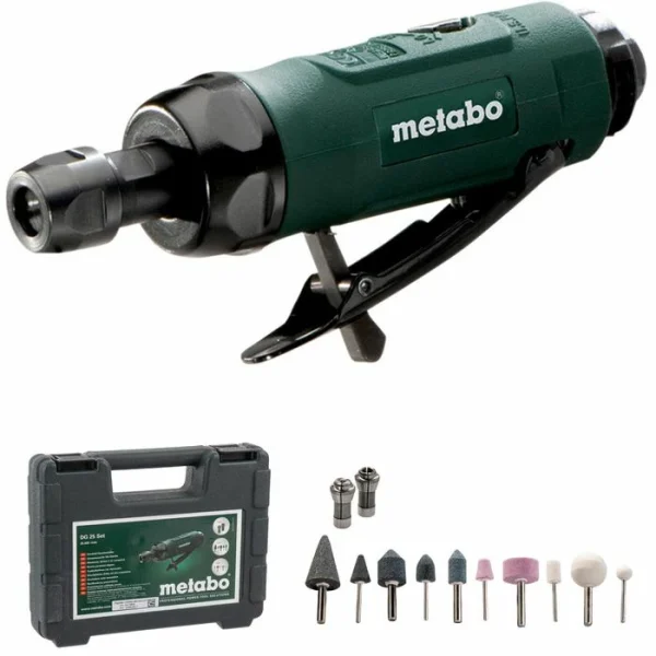 Metabo Geradschleifer DG 25 SET, Druckluft, 6,2 Bar, Mit Werkzeug-Set 1