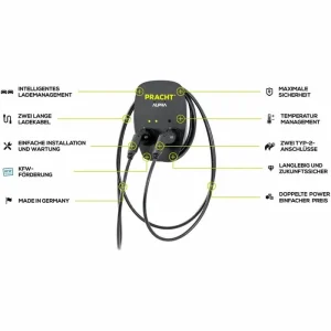 Pracht Wallbox ALPHA XT, NRG1002, 2 X 11 KW, Typ 2, RFID, Kabel 2 X 5,5 M 10