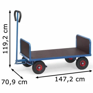 Fetra Handwagen 4022V, Mit 2 Stirnwänden, Vollgummireifen, Tragkraft 500kg, 1200 X 700mm 8