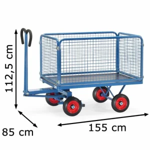 Fetra Handwagen 6433V, Mit 4 Gitterwänden, Vollgummireifen, Tragkraft 700kg, 1200 X 800mm 8