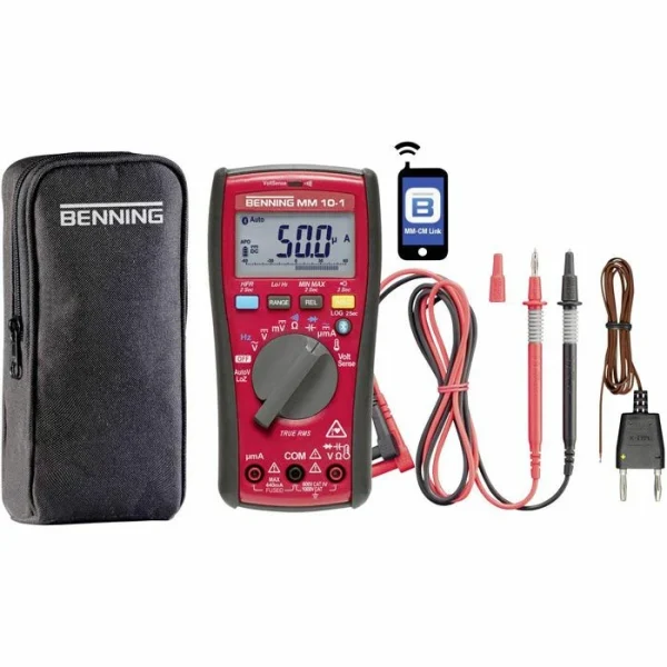 Benning Multimeter MM 10-1 True RMS Digital, 1000V, 10 A, CAT IV, NCV, Bluetooth, Datenlogger 3