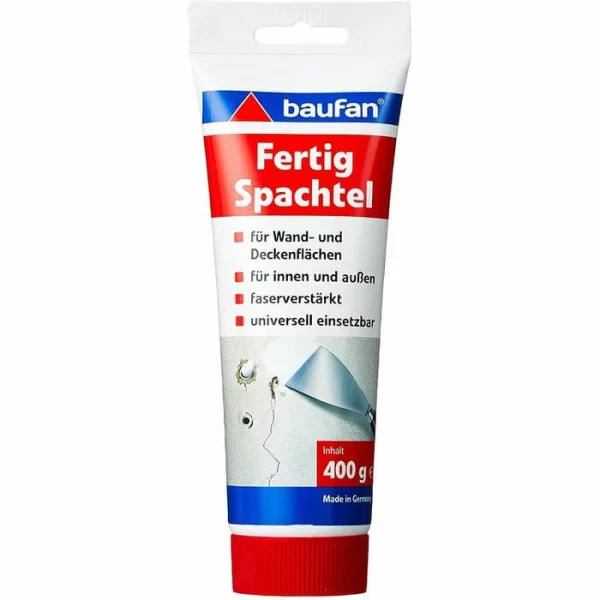 Baufan Spachtelmasse 101216, Fertigspachtel, Weiß, Für Innen- Und Außenbereich, 400g 1