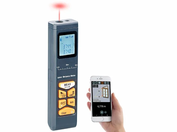 AGT Lasermessgerät:Laser-Entfernungsmesser Mit LCD & Bluetooth, Messbereich 5 Cm – 30 M 1