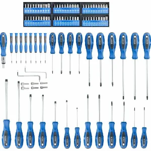 AGT Schraubenzieherset:101-teiliges Schraubendreher- Und Bit-Set Mit Wandhalterung 15
