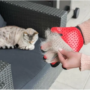 Infactory Katzenhandschuh:2in1-Fellpflege-Set Für Hunde Und Katzen Mit Bürste Und Handschuh 21