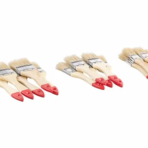 AGT Pinselset:30-teiliges Flachpinsel-Set Mit Holzstielen Und Naturborsten, 3 Größen 12