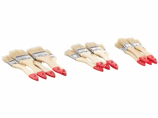 AGT Pinselset:30-teiliges Flachpinsel-Set Mit Holzstielen Und Naturborsten, 3 Größen 4