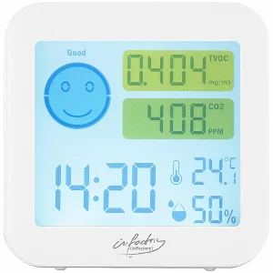 Infactory Kohlendioxidmelder:Messgerät Für TVOC & CO2, Mit Uhrzeit, Temperatur Und Luftfeuchtigkeit 21