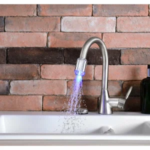 Infactory LED Wasserhahn:Dynamo-LED-Wasserhahnaufsatz Zur Temperaturkontrolle, Leuchtet Farbig 23