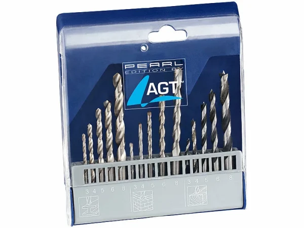 AGT Betonbohrer:Bohrer-Set 15-tlg. Mit HSS-Metallbohrer, Holz- & Steinbohrer 1