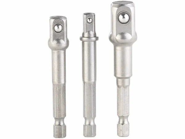 AGT Professional Stecknussadapter:3-teiliges Adapter-Set Sechskant Auf Vierkant, 6,4/9,5/12,7 Mm 1