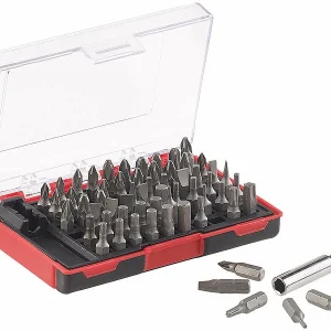 AGT Professional Bitsatz:61-teiliges Bit-Set Mit Magnetischem Bithalter, Chrom-Vanadium-Stahl 20