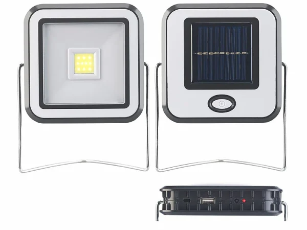 Lunartec LED Akku:Solar-COB-LED-Arbeitsleuchte Im Baustrahler-Design, 3 Watt, 150 Lm 7