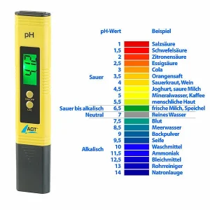 AGT PH Tester:Digitales PH-Wert-Testgerät Mit ATC-Funktion & LCD, PH 0 – 14, 2er-Set 15