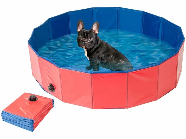 Sweetypet Pool:Faltbarer XL-Hundepool Mit Rutschfestem Boden, Ablassventil, 120×30 Cm 3