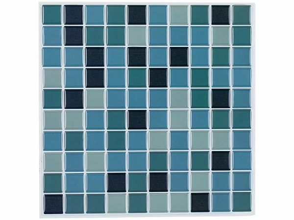 Infactory 3D Klebefliesen:Selbstklebende 3D-Mosaik-Fliesenaufkleber “Aqua”, 26 X 26 Cm, 10er-Set 7