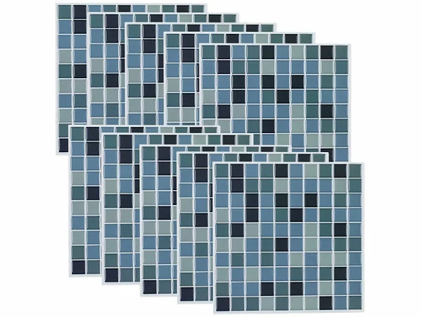 Infactory Wanddeko:Selbstklebende 3D-Mosaik-Fliesenaufkleber “Aqua”, 26 X 26 Cm, 20er-Set 5