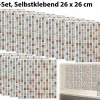 Infactory Fliesensticker:Selbstklebende 3D-Mosaik-Fliesenaufkleber “Bronze”, 26×26 Cm, 15er-Set 35