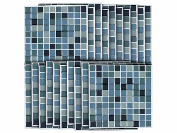 Infactory Wanddeko:Selbstklebende 3D-Mosaik-Fliesenaufkleber “Aqua”, 26 X 26 Cm, 20er-Set 3