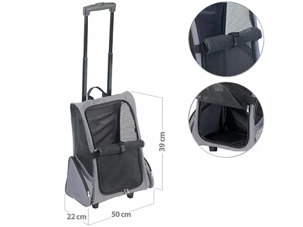 Sweetypet 2in1-Hunde-Trolley Und Rucksack Mit Sichtfenster, Bis 8 Kg, Anthrazit 1