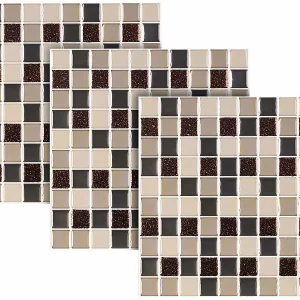 Infactory Mosaik Klebefolie:Selbstklebende 3D-Mosaik-Fliesenaufkleber, 25,5 X 25,5 Cm, 10er-Set 11