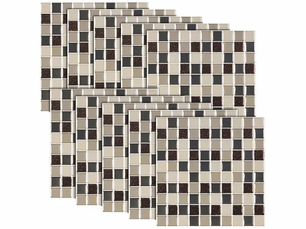 Infactory Mosaik Klebefolie:Selbstklebende 3D-Mosaik-Fliesenaufkleber, 25,5 X 25,5 Cm, 10er-Set 3