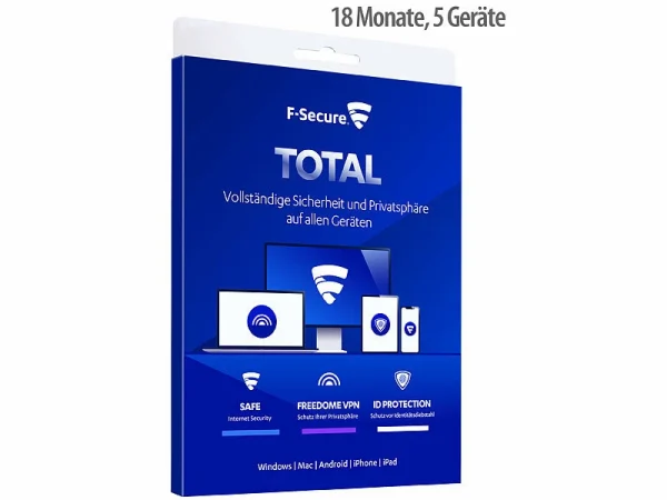 F-Secure Software:TOTAL Internet Security Inkl. VPN & ID Protection, 18 Monate, 5 Geräte 1