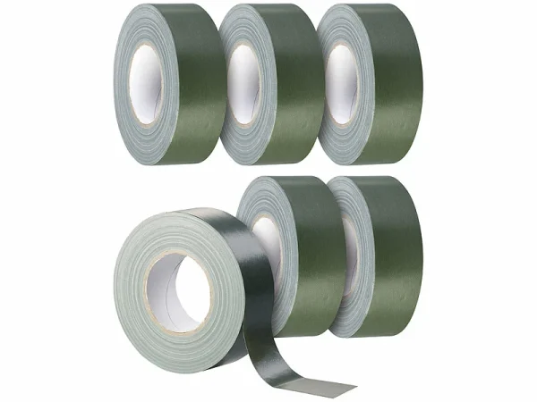 AGT Gewebe Klebeband:6er-Set Original-Bundeswehr-Panzerband, Olivgrün, 50 M X 50 Mm, 310 µ 1