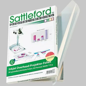 Sattleford Inkjet Overheadfolie:100 Inkjet-Overhead-Folien, DIN A4, Transparent, 115 µm, Sparpack 14