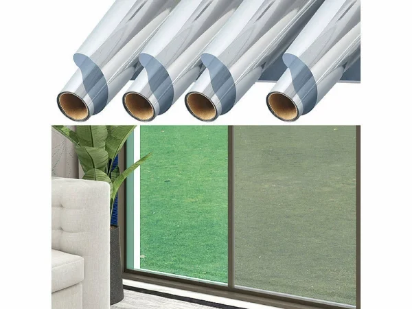 Infactory Fensterfolie:4er-Set Isolier-Spiegelfolie, Selbstklebend, Sicht-/UV-Schutz,60x200cm 3