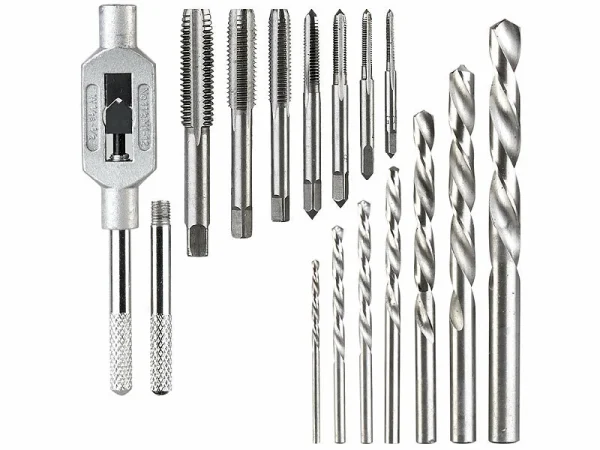 AGT Spiral-Bohrer:2er-Set Bohrer- & Gewindebohrer-Set Für Metall & Kunststoff, 15-teilig 5