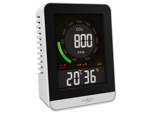 Infactory Co2-Messgerät Raumluft:Digitales CO2-Messgerät Mit Temperatur, Luftfeuchtigkeit, Uhr & Wecker 3