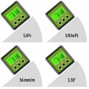 AGT Professional Neigungsmesser:Digitaler Winkelmesser, Beleuchtetes LCD-Display, Alu, IP54, 0-360° 27