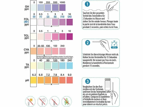 AGT PH-Testpapiere:200er-Set 6in1-Wasser-Teststreifen, Testet 6 Parameter 4