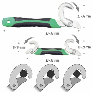 AGT Universal Maulschlüssel:2er-Set Universal-Schraubenschlüssel, Selbstjustierend, 8 – 32 Mm 11