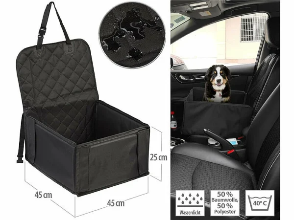 Sweetypet Hundeautositz:Wasserdichter Hunde-Sitzkorb Für Pkw-Sitz, 45 X 25 X 45 Cm 1